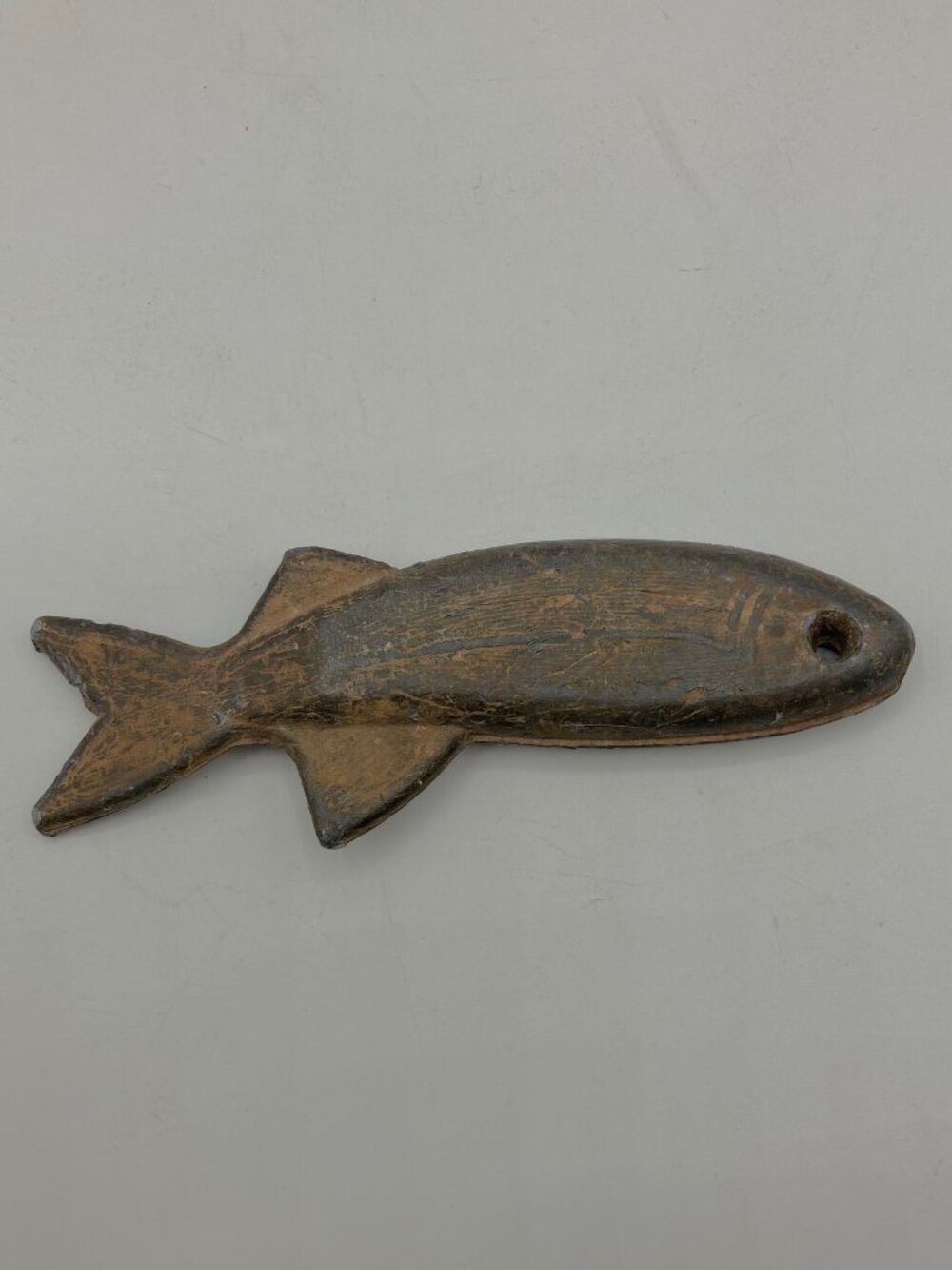 Metal Fish Tackle Very Heavy 5.8oz Vintage Weathered Patina Aperture Hole